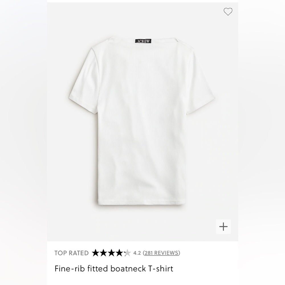 J crew fine ribbed fitted boat neck t shirt women’s large white NWT